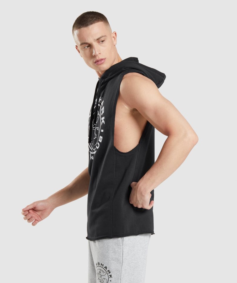 Men's Gymshark Legacy Drop Arm Hoodie Black | NZ 3FXLPK